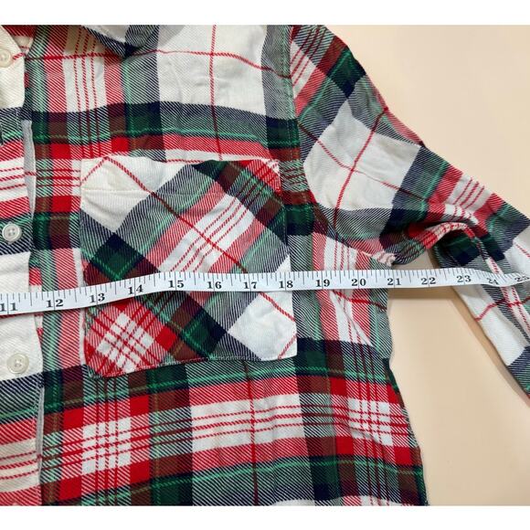 NWT Aerie Women’s Plaid Flannel Button Down Shirt – Red Green White – Size S - Picture 4 of 6